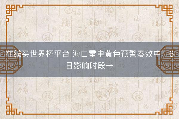 在线买世界杯平台 海口雷电黄色预警奏效中！6日影响时段→