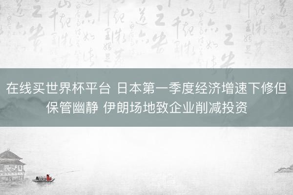 在线买世界杯平台 日本第一季度经济增速下修但保管幽静 伊朗场地致企业削减投资
