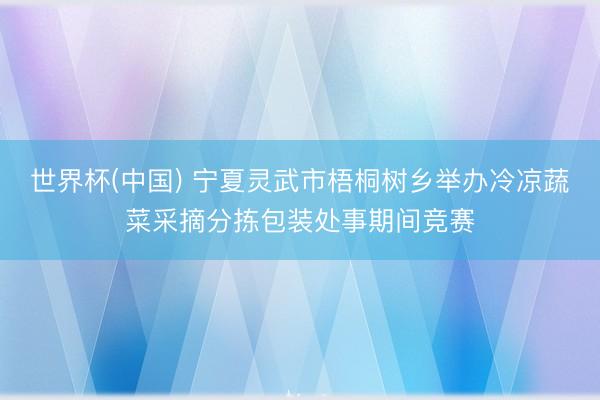 世界杯(中国) 宁夏灵武市梧桐树乡举办冷凉蔬菜采摘分拣包装处事期间竞赛